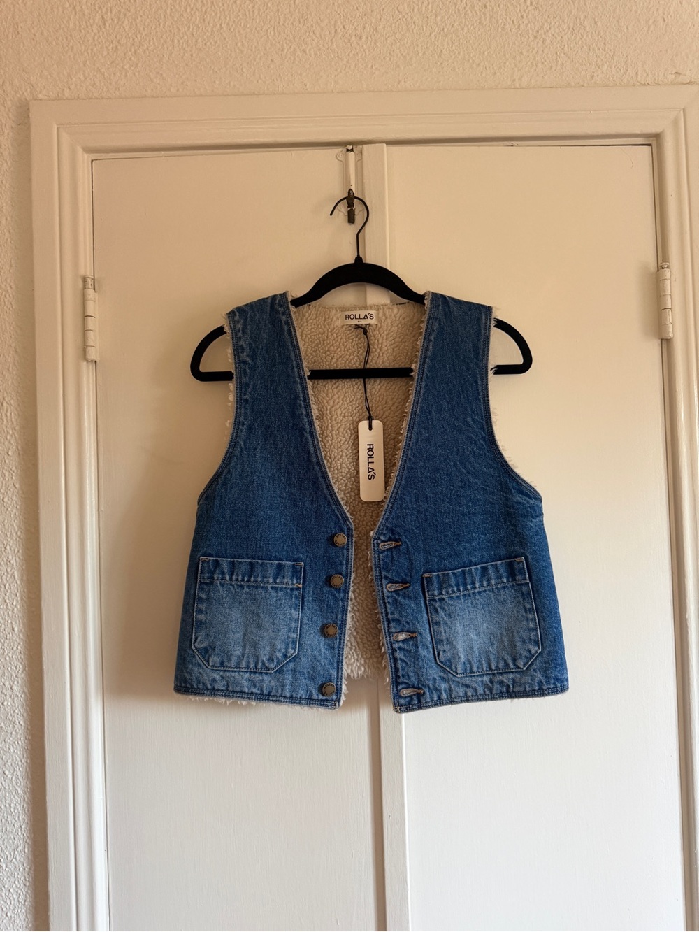 Rollas Blue Denim Sherpa-Lined Vest